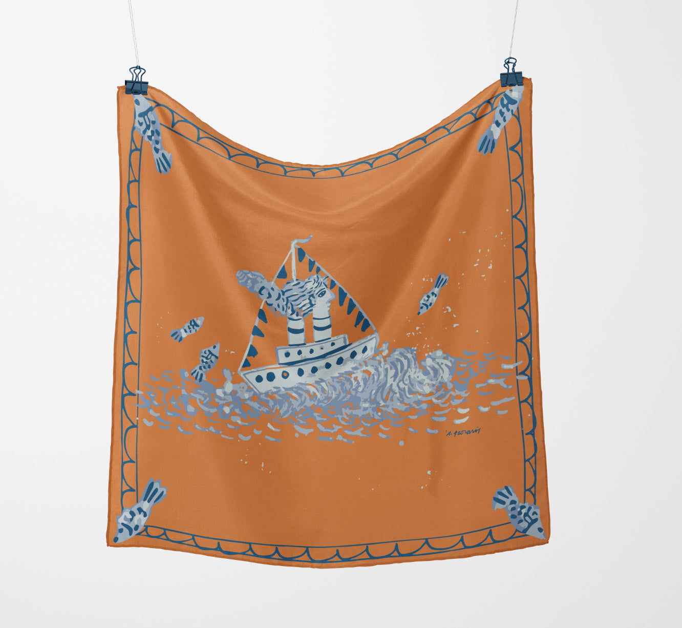 Silk Scarf - "The Blue Boat"