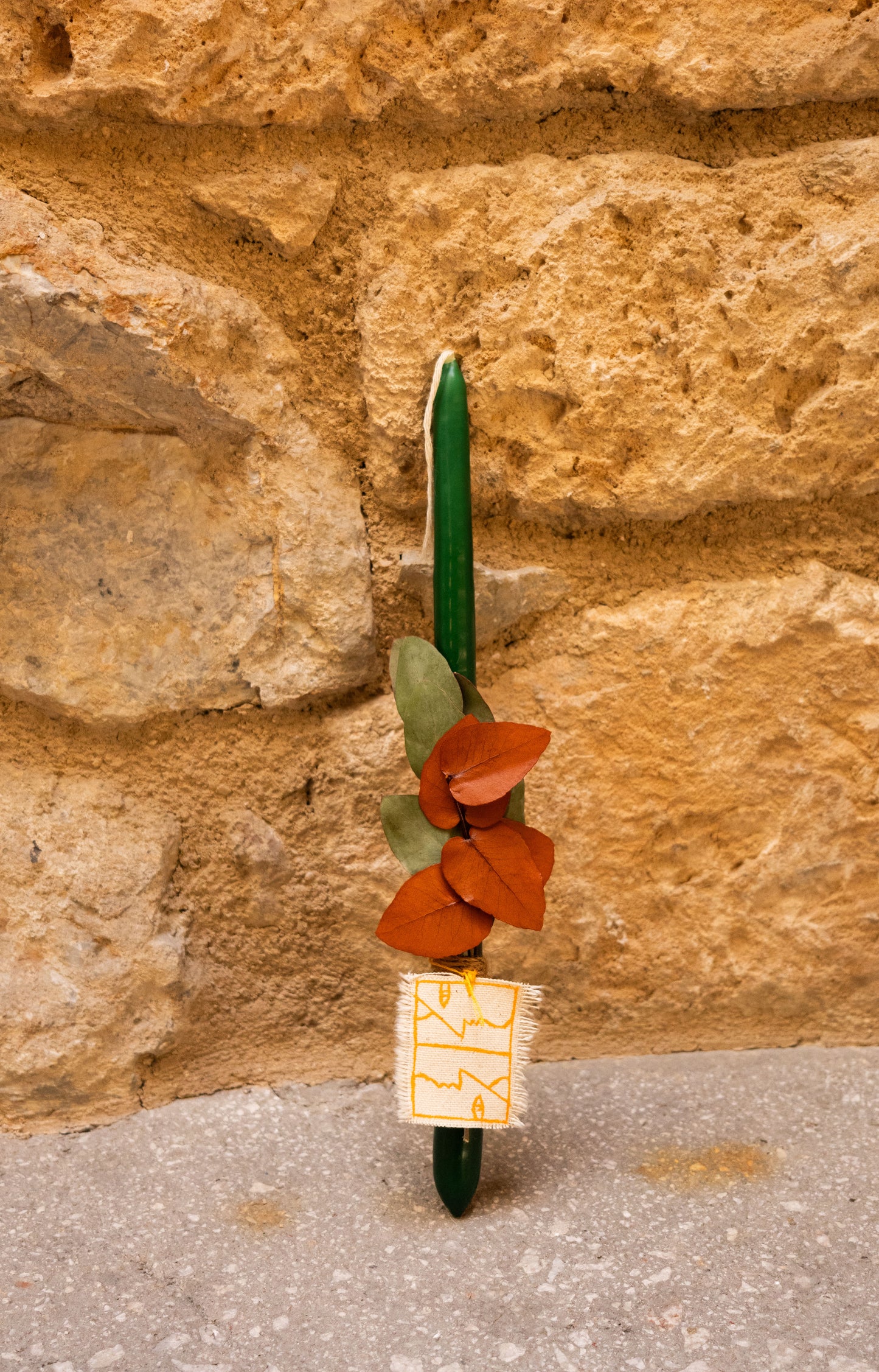 Handmade Easter Candle with Hand-painted Design