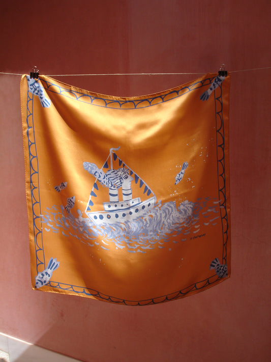 Silk Scarf - "The Blue Boat"