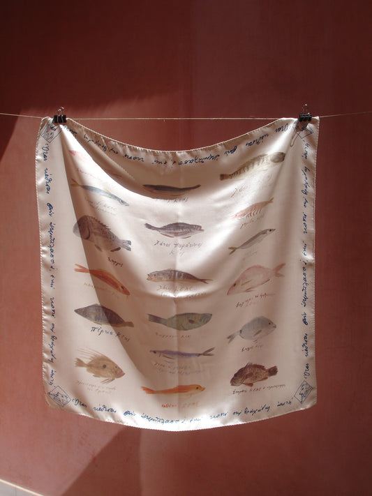 Silk Scarf-   "The Fish of Kea"