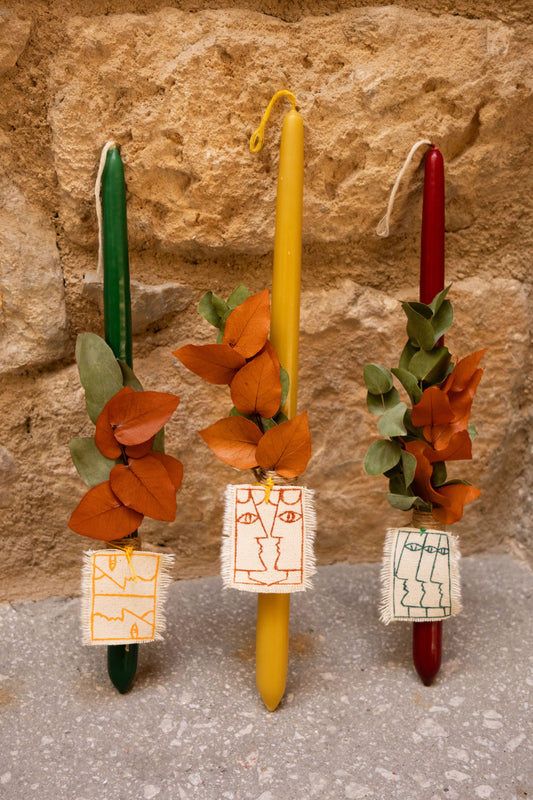 Handmade Easter Candle with Hand-painted Design