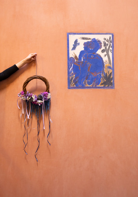 Handmade wreaths with dried flowers