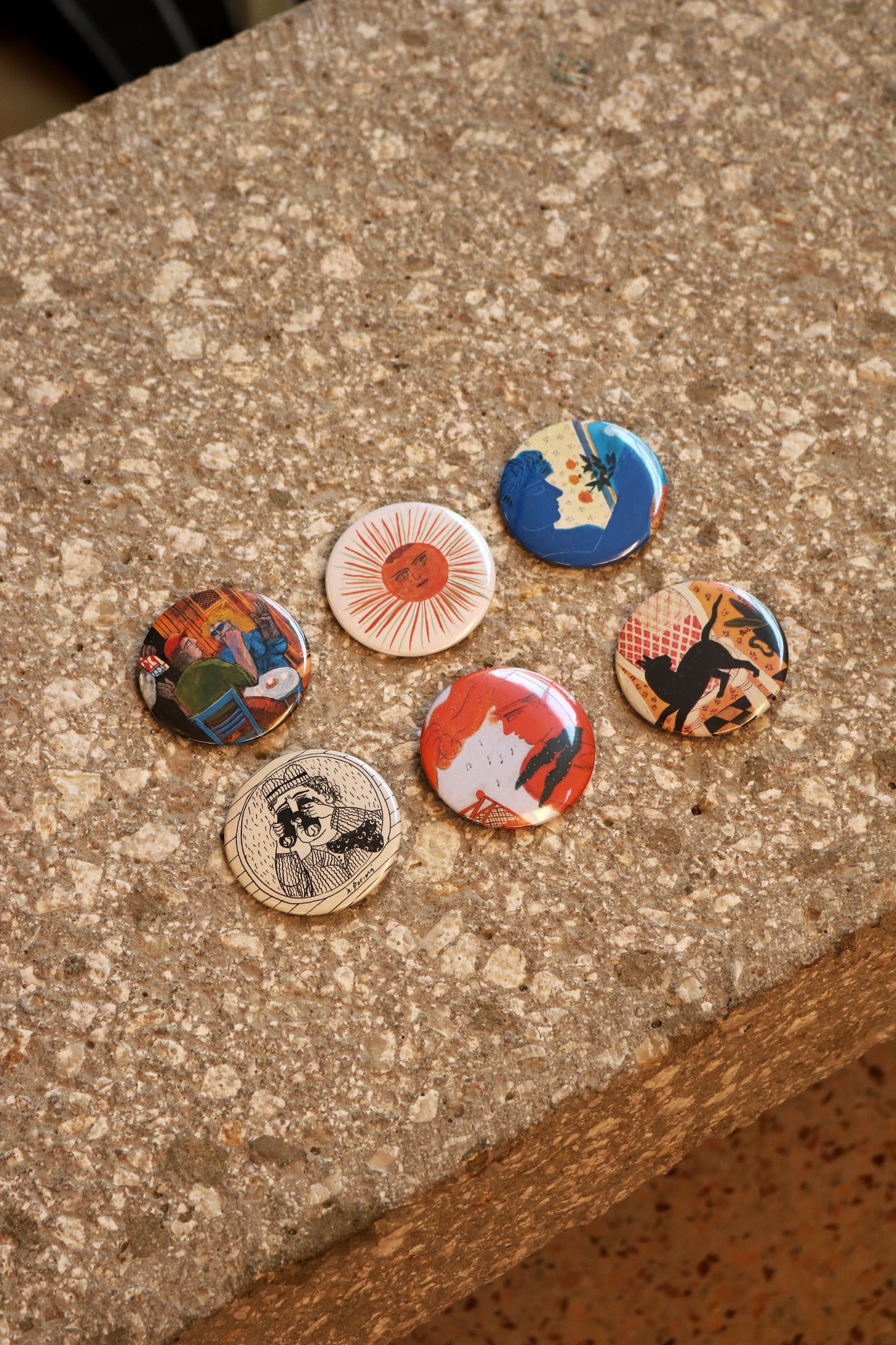 Pins with artworks of Alekos Fassianos