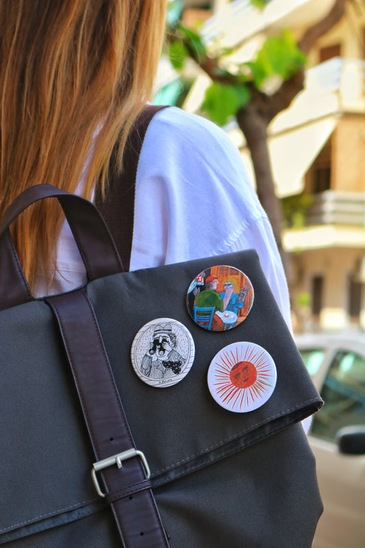 Pins with artworks of Alekos Fassianos