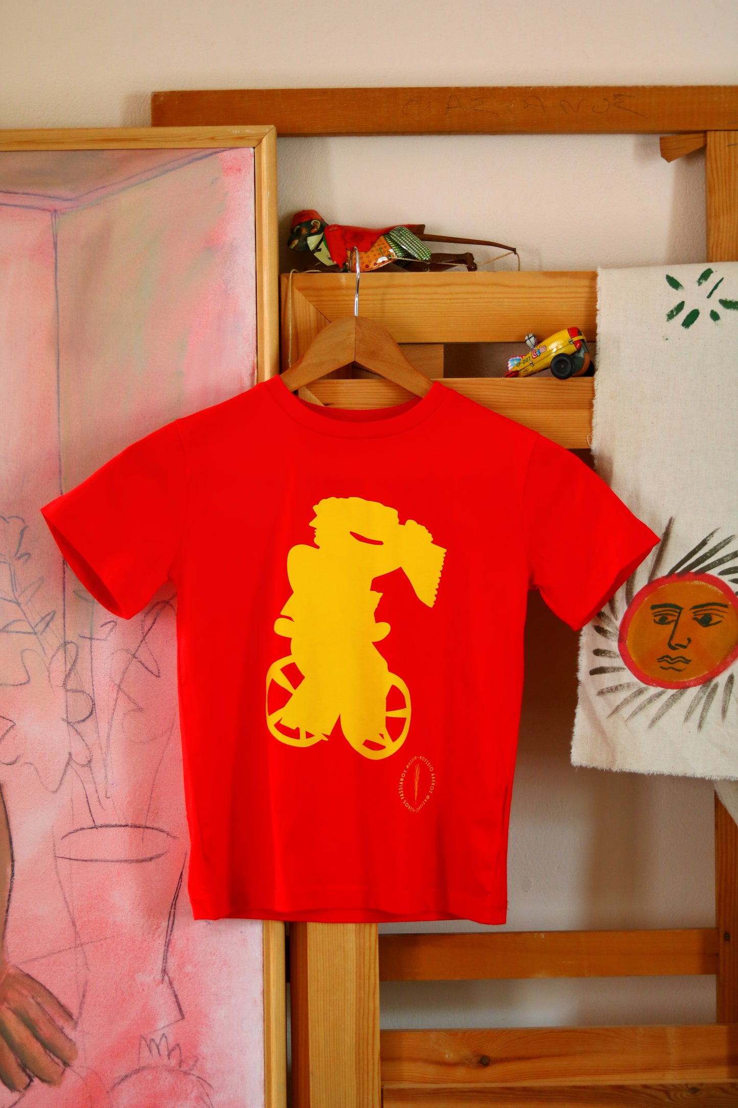 Limited Edition Kids T-Shirt - Red with yellow Cyclist